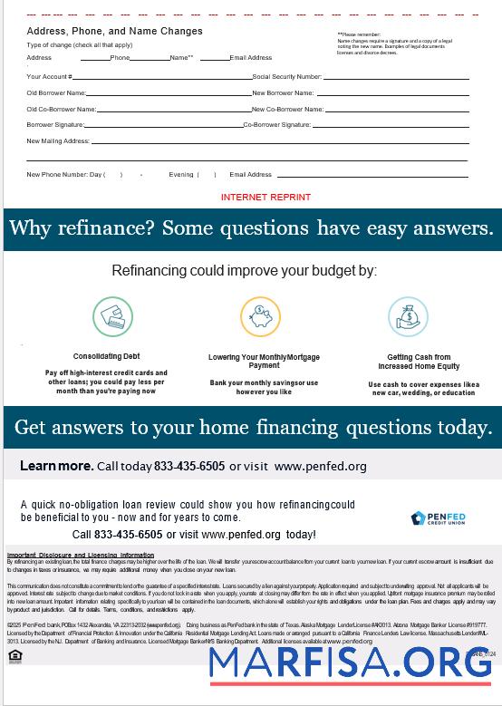 Downloadable USA Pentagon Federal Credit Union mortgage statement in Word and PDF formats, 3 pages 3 sample